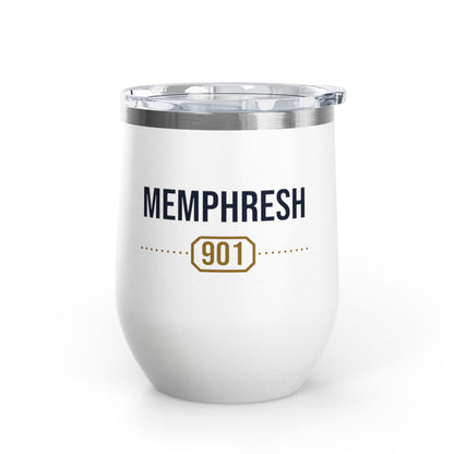 Gold M Wine Tumbler - White